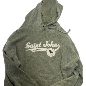 Saint John Canada Hoodie‎ Womens M Olive Green Pullover Sweatshirt